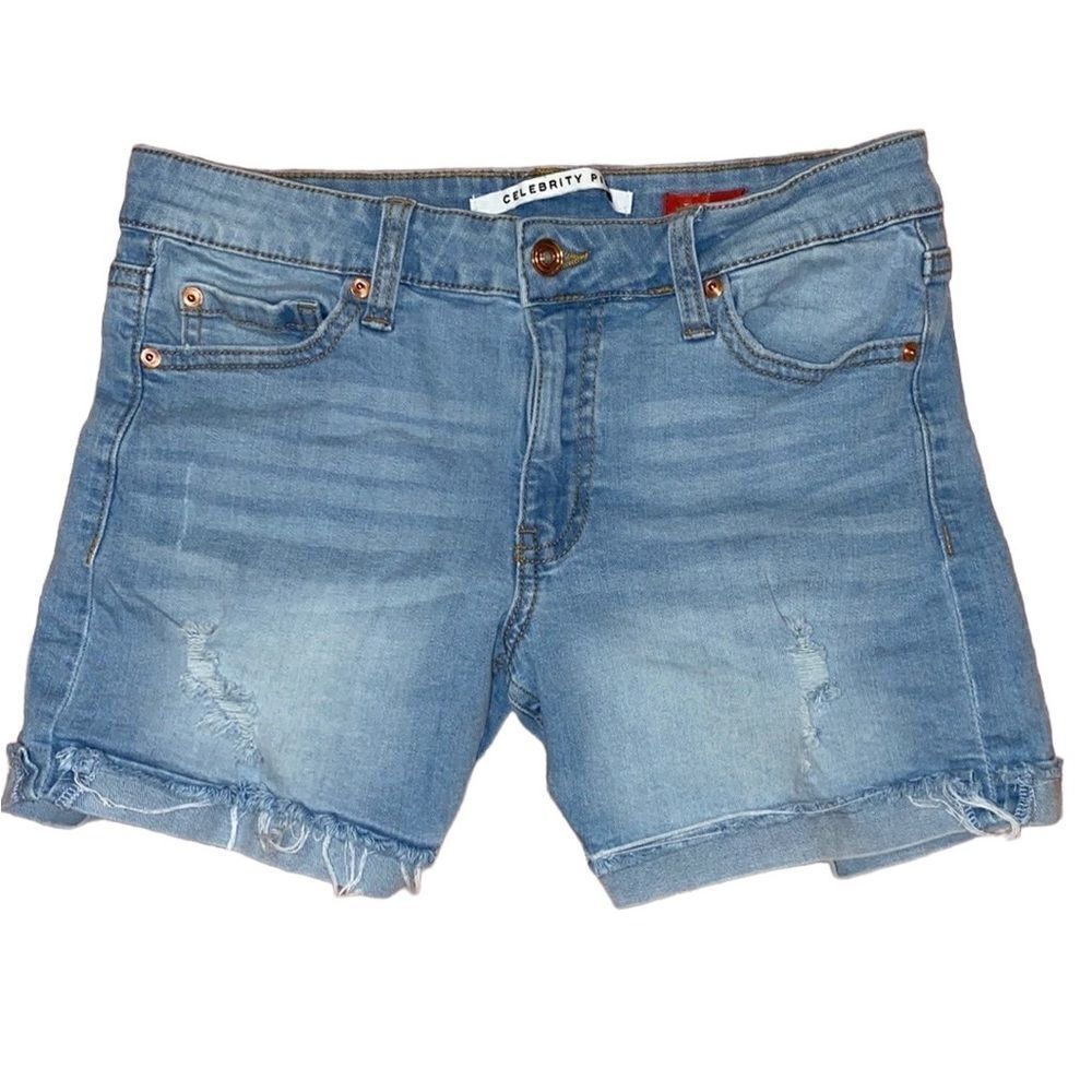 Celebrity Pink Raw Cuffed-Hem Jean Shorts